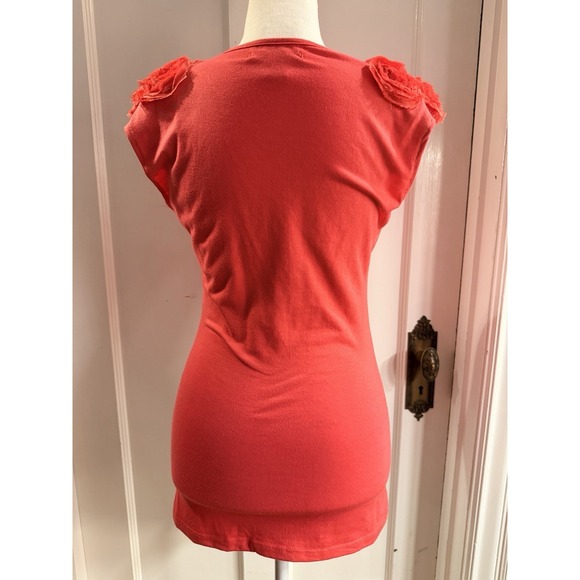 Rachael And Chloe Women's Floral Appliqué Top Size M Coral - Picture 4 of 6
